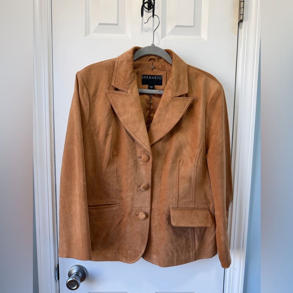 Bernardo Women's Brown Suede Leather Blazer Jacket‎ Size XL